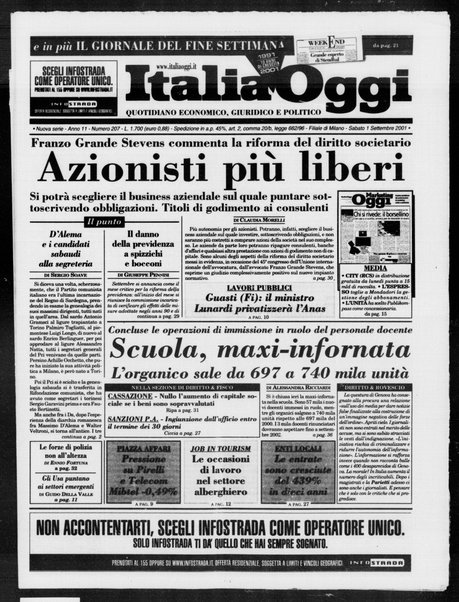 Italia oggi : quotidiano di economia finanza e politica